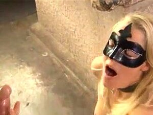 Collared and masked blond in boots training time